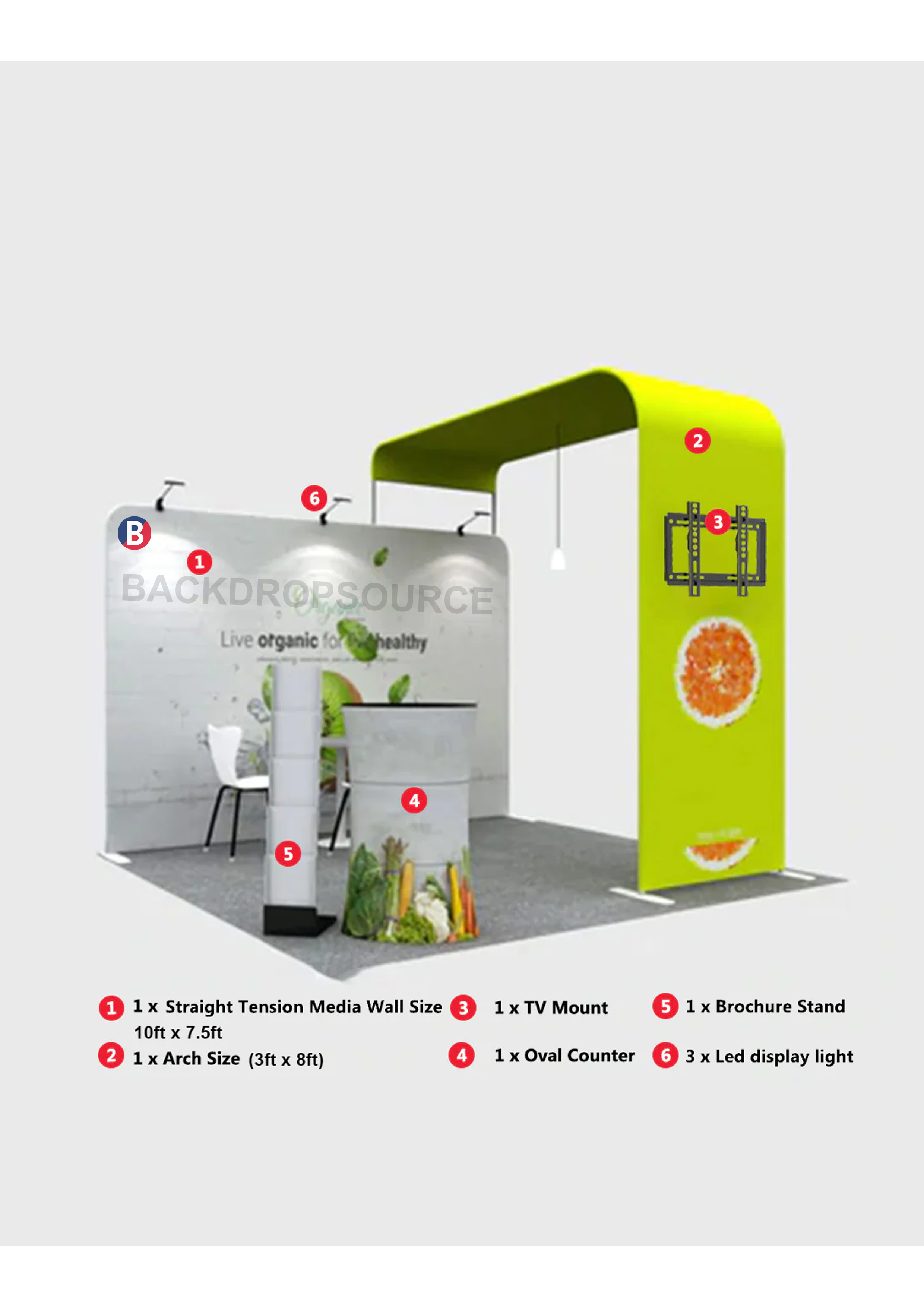 Modular L Arch TV Display Exhibition Kit for 10ft Wide Booths