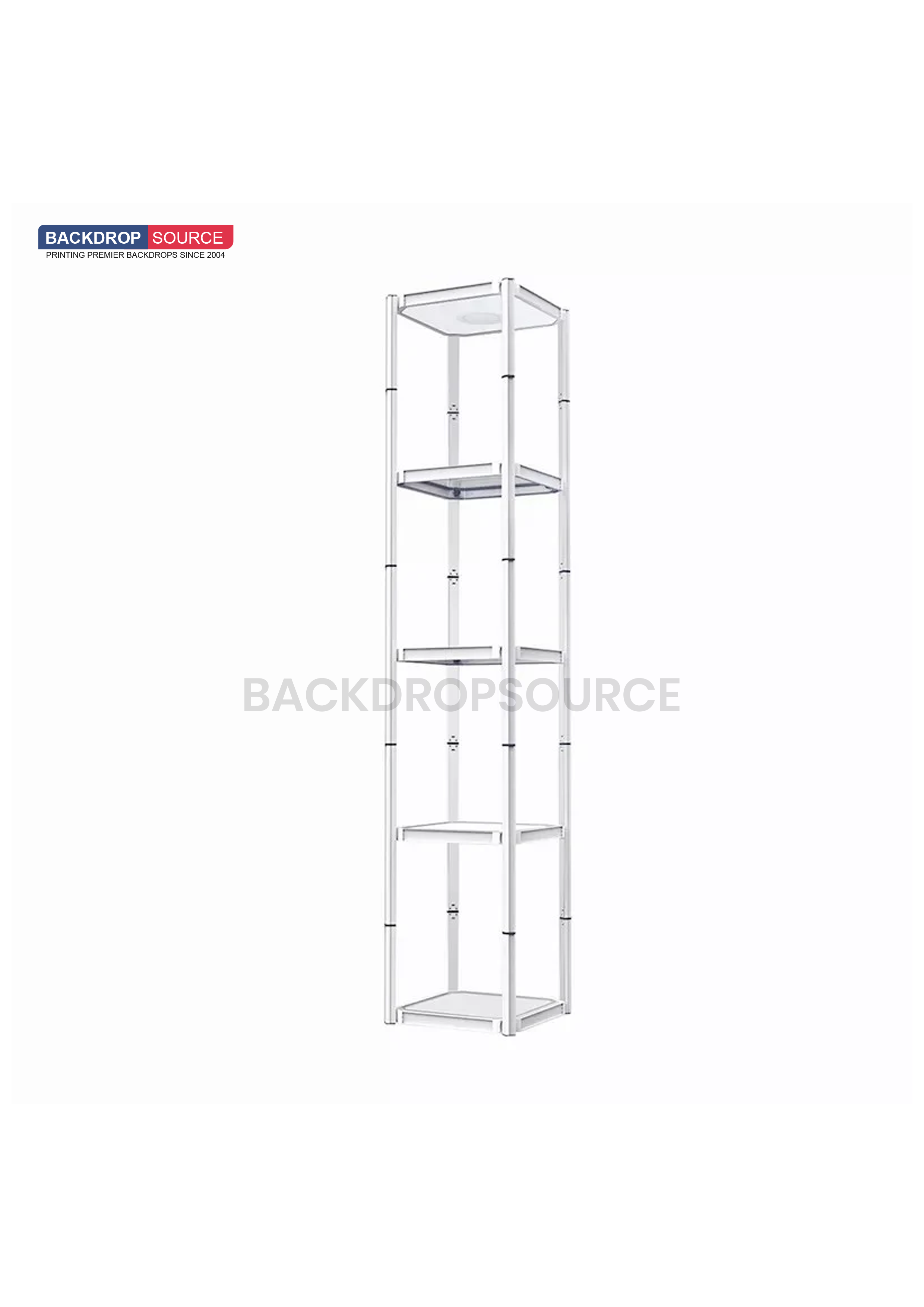 Square Portable Aluminum Spiral Tower Display - 5 Layer Shelves