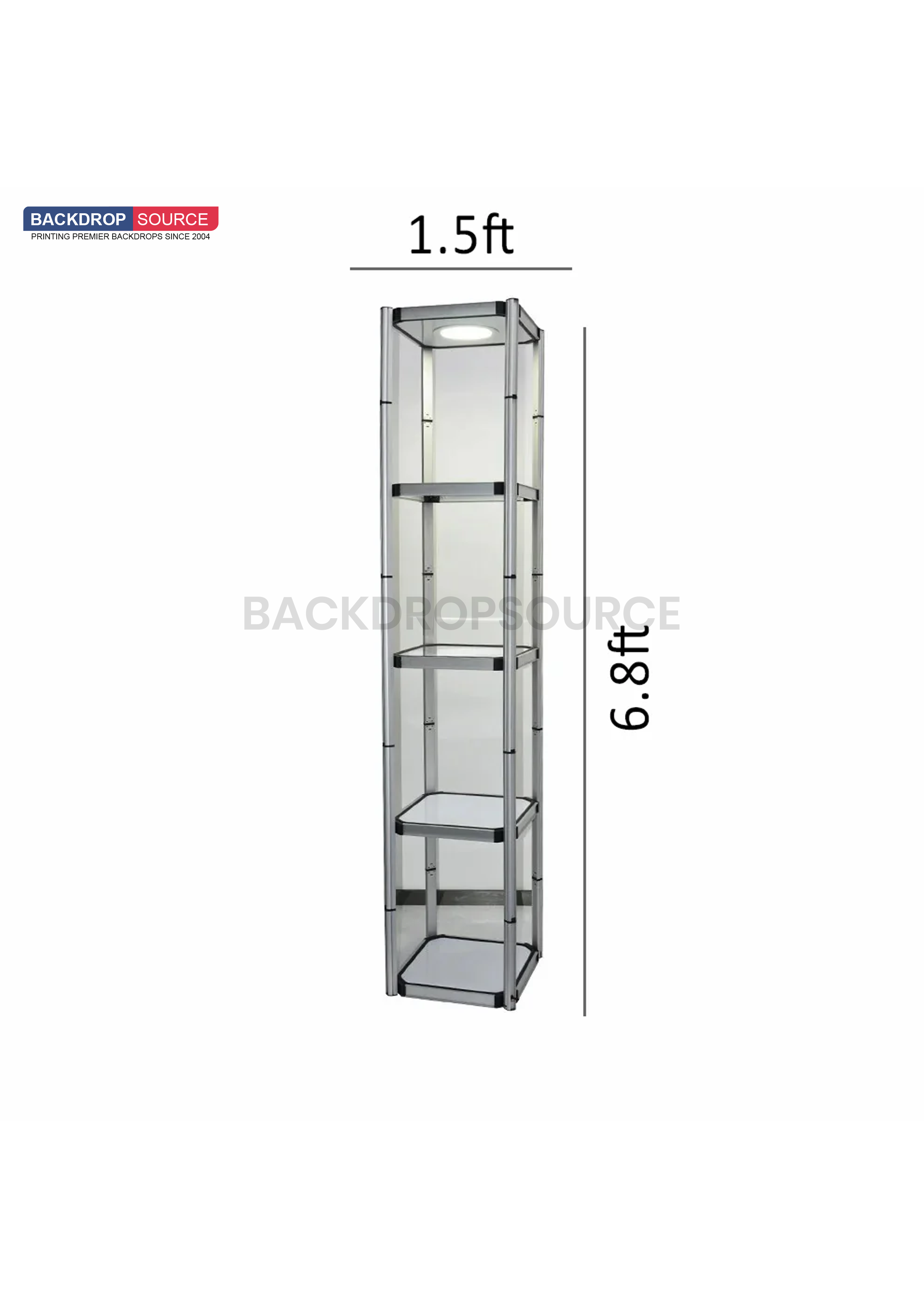 Square Portable Aluminum Spiral Tower Display - 5 Layer Shelves